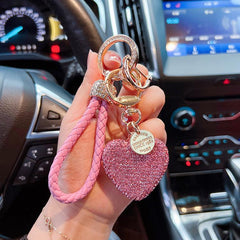 Wholesale Simple Style Heart Shape Alloy Keychain | Rhinestone Inlay, Women's Keychain - coojewelry