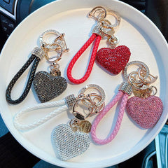 Wholesale Simple Style Heart Shape Alloy Keychain | Rhinestone Inlay, Women's Keychain - coojewelry