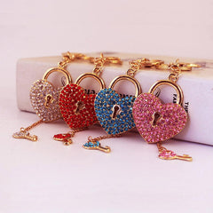 Wholesale Simple Style Heart Shape Alloy Keychain | Rhinestone Inlay, Women's Keychain - coojewelry