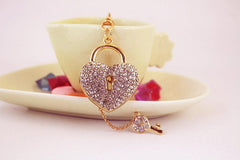 Wholesale Simple Style Heart Shape Alloy Keychain | Rhinestone Inlay, Women's Keychain - coojewelry