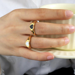 Wholesale Simple Style Heart Shape Stainless Steel Plating 18K Gold Plated Rings - coojewelry