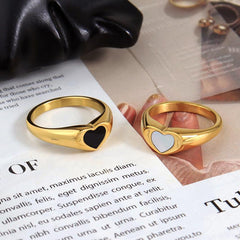 Wholesale Simple Style Heart Shape Stainless Steel Plating 18K Gold Plated Rings - coojewelry
