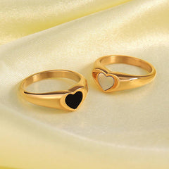 Wholesale Simple Style Heart Shape Stainless Steel Plating 18K Gold Plated Rings - coojewelry