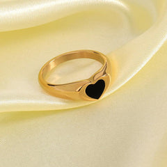 Wholesale Simple Style Heart Shape Stainless Steel Plating 18K Gold Plated Rings - coojewelry