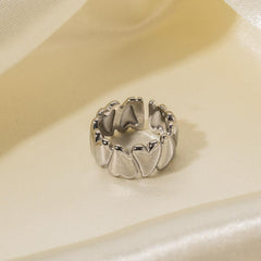 Wholesale Simple Style Heart Shaped Stainless Steel Open Rings - coojewelry