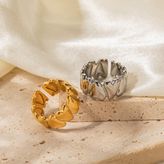 Wholesale Simple Style Heart Shaped Stainless Steel Open Rings - coojewelry
