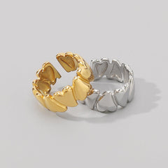 Wholesale Simple Style Heart Shaped Stainless Steel Open Rings - coojewelry