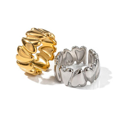 Wholesale Simple Style Heart Shaped Stainless Steel Open Rings - coojewelry