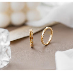 Wholesale Simple Style Hexagon Titanium Steel Plating Inlay Zircon 18K Gold Plated Rings - coojewelry