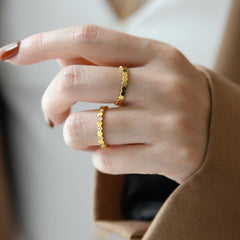 Wholesale Simple Style Hexagon Titanium Steel Plating Inlay Zircon 18K Gold Plated Rings - coojewelry