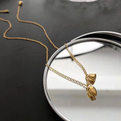Wholesale Simple Style Lotus Stainless Steel Plating 18K Gold Plated Pendant Necklace - coojewelry