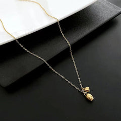 Wholesale Simple Style Lotus Stainless Steel Plating 18K Gold Plated Pendant Necklace - coojewelry