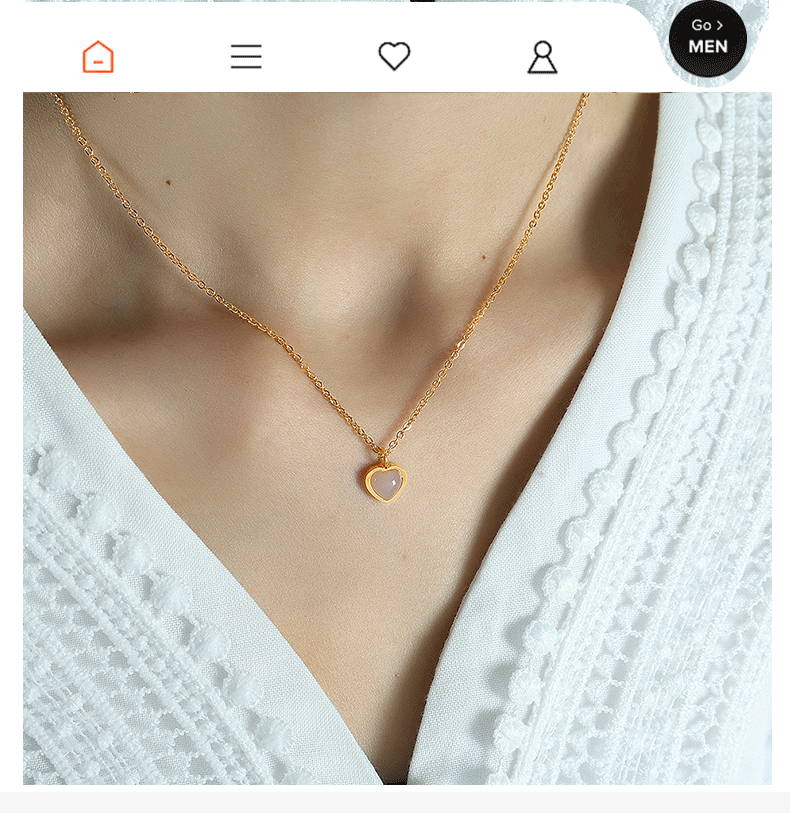 Wholesale Simple Style Oval Heart Shape Titanium Steel Plating Inlay Agate 18K Gold Plated Pendant Necklace - coojewelry