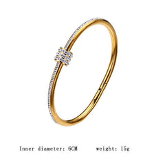 Wholesale Simple Style Round Bangle Titanium Steel Plating Gold Plated - coojewelry