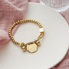 Wholesale Simple Style Round Letter Titanium Steel Beaded Plating Bracelets - 1 Piece - coojewelry