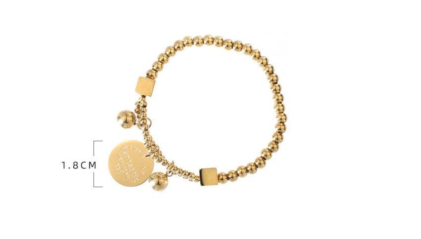 Wholesale Simple Style Round Letter Titanium Steel Beaded Plating Bracelets - 1 Piece - coojewelry