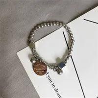 Wholesale Simple Style Round Letter Titanium Steel Beaded Plating Bracelets - 1 Piece - coojewelry