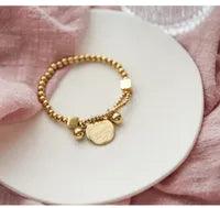 Wholesale Simple Style Round Letter Titanium Steel Beaded Plating Bracelets - 1 Piece - coojewelry