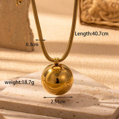 Wholesale Simple Style Round Stainless Steel Plating 18K Gold Plated Pendant Necklace - coojewelry