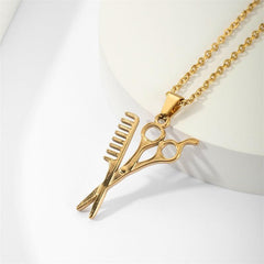 Wholesale Simple Style Scissors Stainless Steel Plating 18K Gold Plated Pendant Necklace - coojewelry