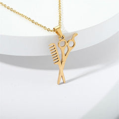 Wholesale Simple Style Scissors Stainless Steel Plating 18K Gold Plated Pendant Necklace - coojewelry