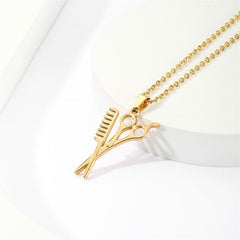 Wholesale Simple Style Scissors Stainless Steel Plating 18K Gold Plated Pendant Necklace - coojewelry