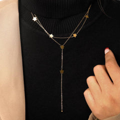 Wholesale Simple Style Shiny Pentagram Stainless Steel Polishing Plating 18K Gold Plated Pendant Necklace - coojewelry