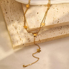 Wholesale Simple Style Shiny Pentagram Stainless Steel Polishing Plating 18K Gold Plated Pendant Necklace - coojewelry