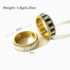 Wholesale Simple Style Shiny Rectangle Rings Stainless Steel Plating Inlay Rhinestones 18k Gold Plated - coojewelry