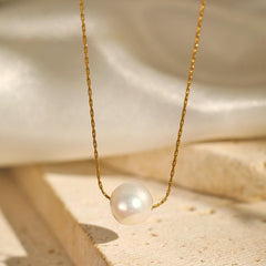 Wholesale Simple Style Shiny Solid Color Stainless Steel Polishing Plating 18K Gold Plated Pendant Necklace - coojewelry
