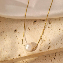 Wholesale Simple Style Shiny Solid Color Stainless Steel Polishing Plating 18K Gold Plated Pendant Necklace - coojewelry
