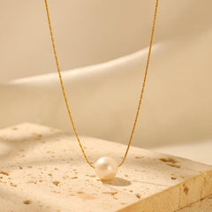 Wholesale Simple Style Shiny Solid Color Stainless Steel Polishing Plating 18K Gold Plated Pendant Necklace - coojewelry