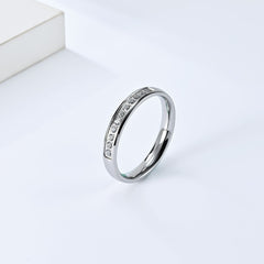 Wholesale Simple Style Solid Color 304 Stainless Steel 18K Gold Plated Rhinestones Rings In Bulk - coojewelry