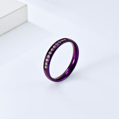 Wholesale Simple Style Solid Color 304 Stainless Steel 18K Gold Plated Rhinestones Rings In Bulk - coojewelry