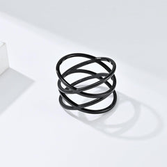 Wholesale Simple Style Solid Color Lines 304 Stainless Steel 18K Gold Plated Rings In Bulk - coojewelry