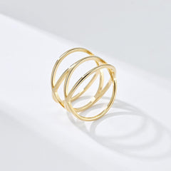Wholesale Simple Style Solid Color Lines 304 Stainless Steel 18K Gold Plated Rings In Bulk - coojewelry