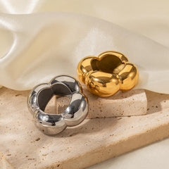 Wholesale Simple Style Solid Color Lines 304 Stainless Steel 18K Gold Plated Rings In Bulk - coojewelry
