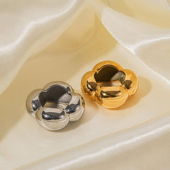 Wholesale Simple Style Solid Color Lines 304 Stainless Steel 18K Gold Plated Rings In Bulk - coojewelry