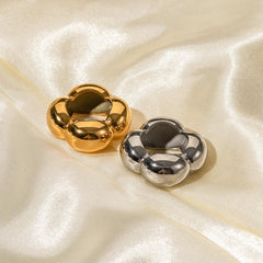 Wholesale Simple Style Solid Color Lines 304 Stainless Steel 18K Gold Plated Rings In Bulk - coojewelry
