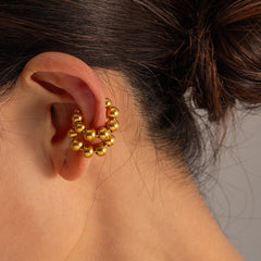 Wholesale Simple Style Solid Color Plating 304 Stainless Steel 18K Gold Plated Ear Cuffs Pair - coojewelry