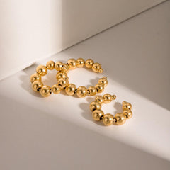 Wholesale Simple Style Solid Color Plating 304 Stainless Steel 18K Gold Plated Ear Cuffs Pair - coojewelry