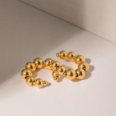 Wholesale Simple Style Solid Color Plating 304 Stainless Steel 18K Gold Plated Ear Cuffs Pair - coojewelry
