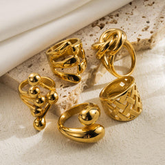 Wholesale Simple Style Solid Color Stainless Steel Open Rings - coojewelry