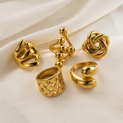 Wholesale Simple Style Solid Color Stainless Steel Open Rings - coojewelry