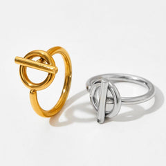 Wholesale Simple Style Solid Color Stainless Steel Rings  Gold Plated - coojewelry
