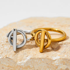 Wholesale Simple Style Solid Color Stainless Steel Rings  Gold Plated - coojewelry