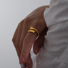 Wholesale Simple Style Solid Color Titanium Steel Plating 18K Gold Plated Open Rings - coojewelry