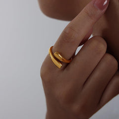 Wholesale Simple Style Solid Color Titanium Steel Plating 18K Gold Plated Open Rings - coojewelry