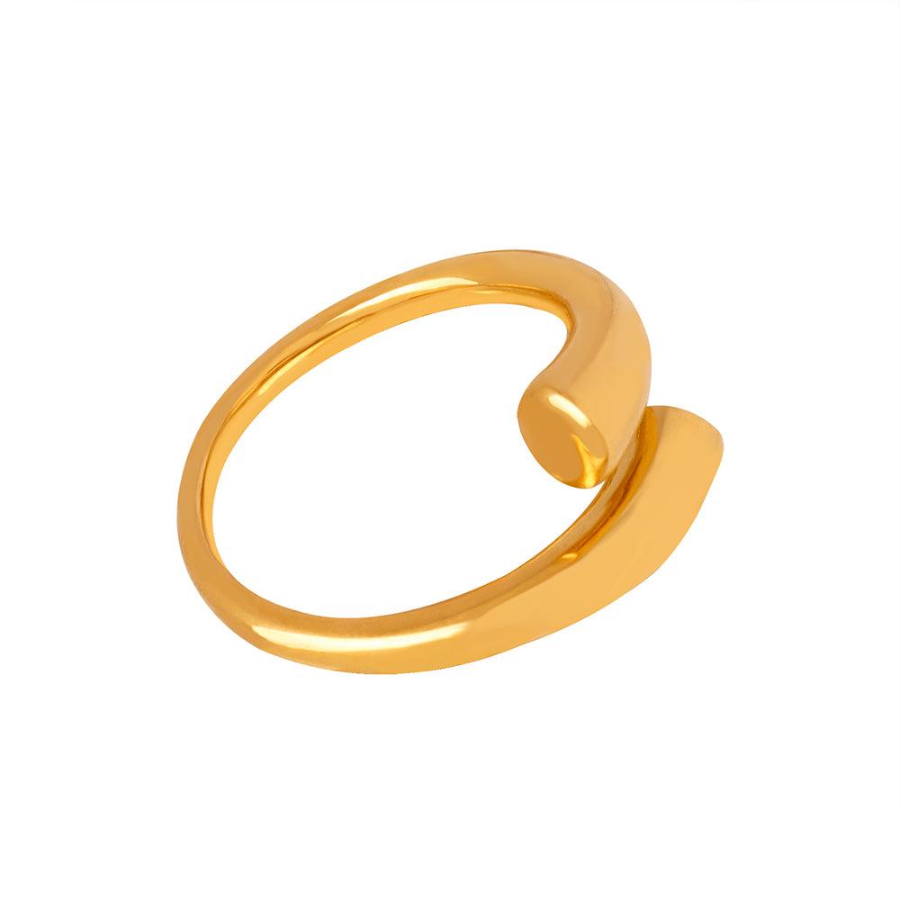 Wholesale Simple Style Solid Color Titanium Steel Plating 18K Gold Plated Open Rings - coojewelry