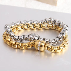 Wholesale Simple Style Solid Color Titanium Steel Plating Zircon Inlay 18K Gold Plated Women's Bracelets - coojewelry